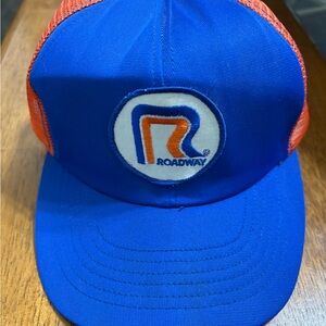 Vintage Blue and Orange Roadway Trucker Hat